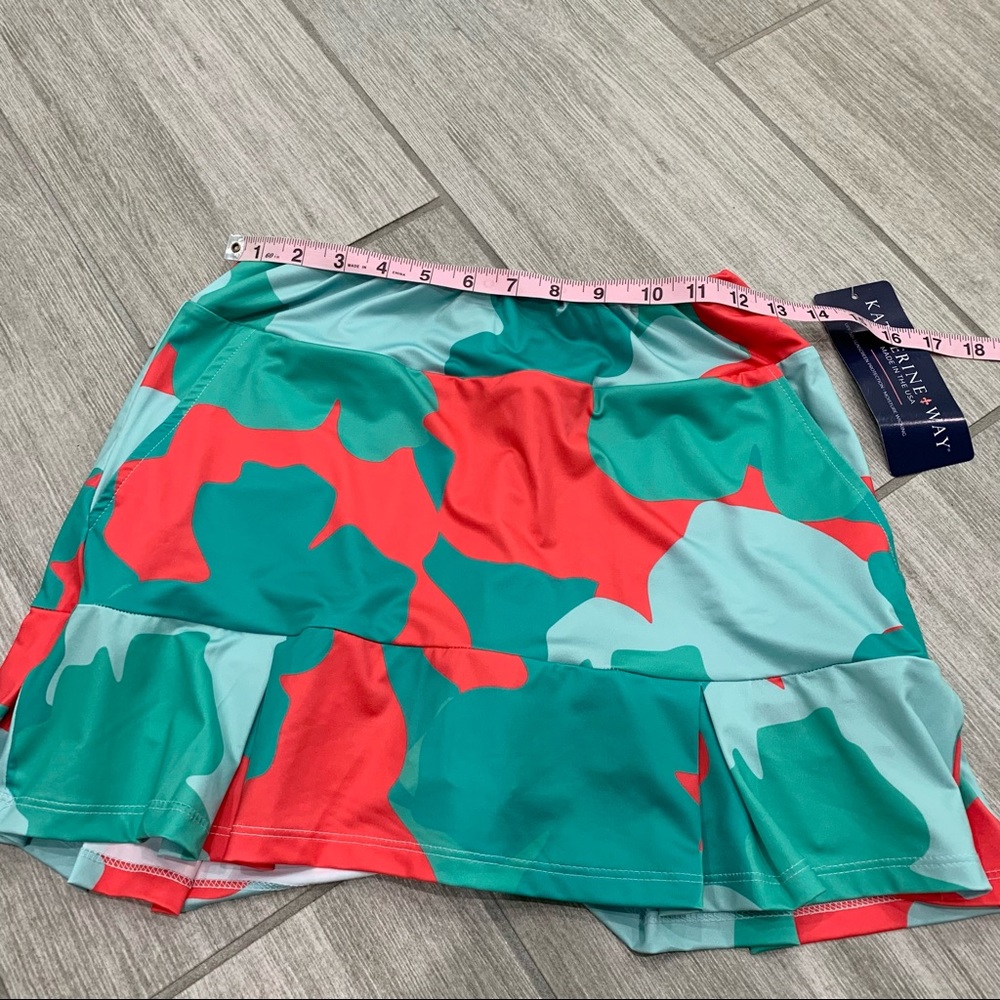 Katherine Way turquoise and red golf skirt - Picture 4 of 8